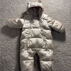 GAP Cream Toddler Snowsuit with Fleece Hood